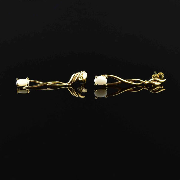 Vintage 10K Gold Opal Drop Stud Earrings - Boylerpf