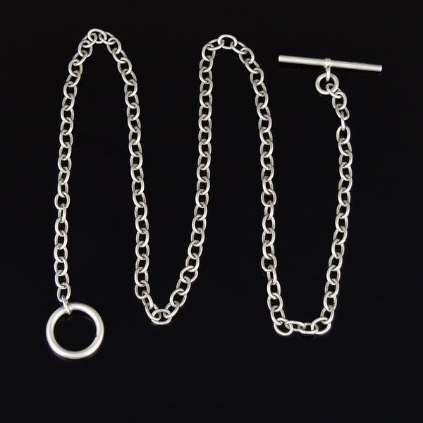 Vintage T-Bar Toggle Clasp Sterling Silver Chain Necklace