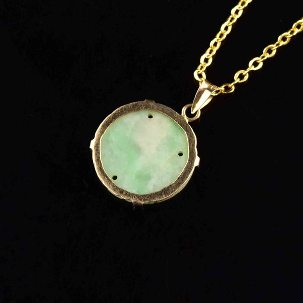 Vintage 14K Gold Carved Jade Pendant Necklace - Boylerpf