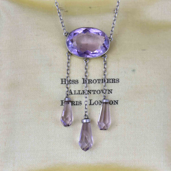 Art Deco Sterling Silver Amethyst Negligee Necklace - Boylerpf