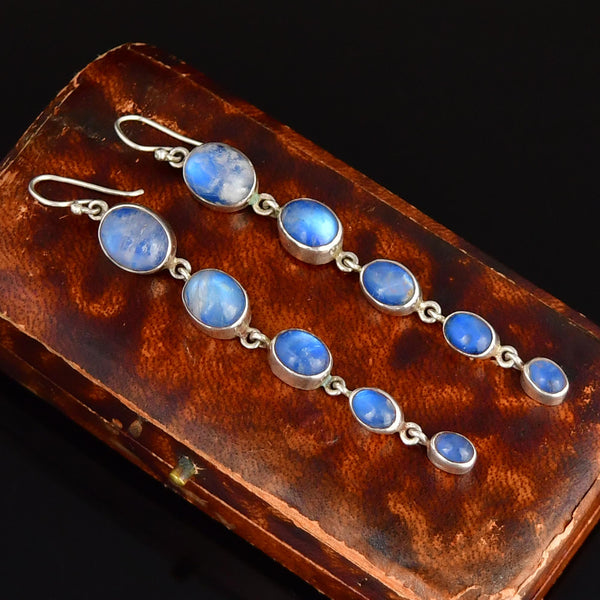 Vintage Sterling Silver Moonstone Chandelier Earrings