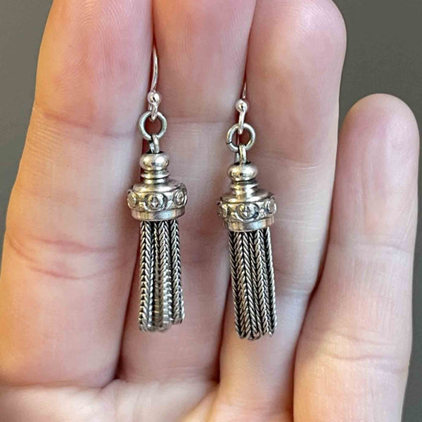 Antique Albertina Fob Tassel Earrings in Silver - Boylerpf