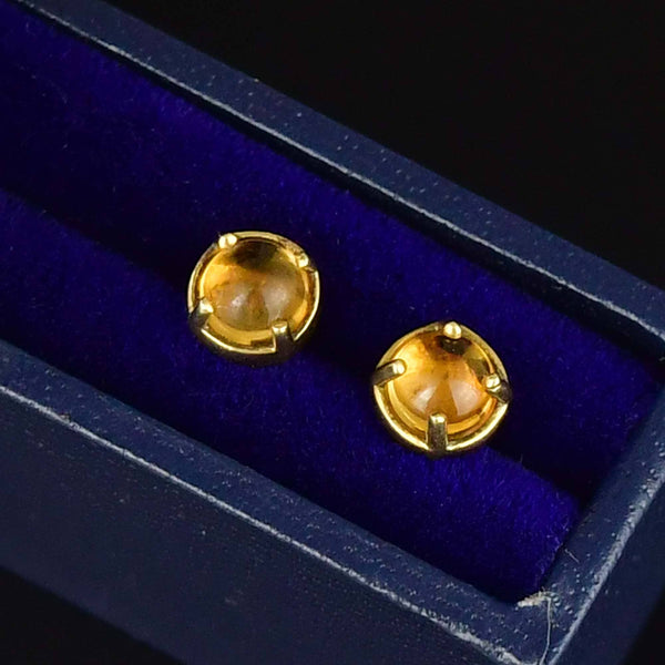 Vintage Sterling Silver Gold Gilt Citrine Stud Earrings