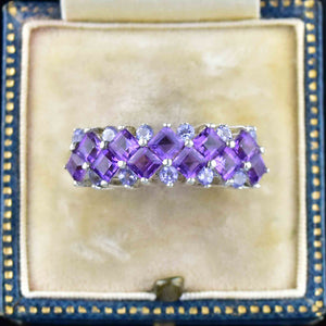 Sterling Silver Amethyst Tanzanite Statement Ring - Boylerpf