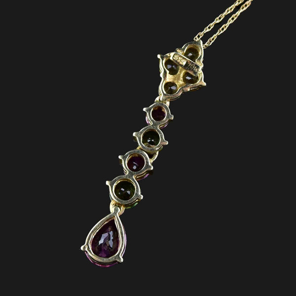 Vintage 10K Gold Tourmaline Articulated Pendant Necklace - Boylerpf