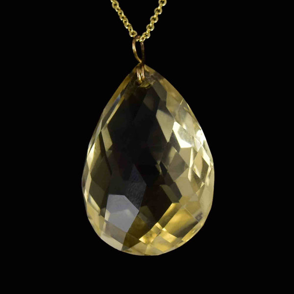Vintage Art Deco Style 40 CTW Teardrop Citrine Pendant Necklace - Boylerpf