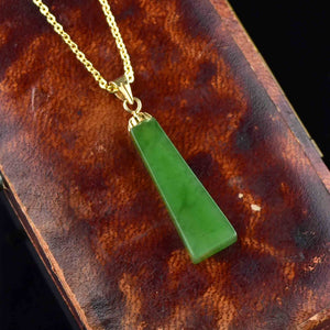 Edwardian Style 14K Gold Jade Pendant Necklace - Boylerpf
