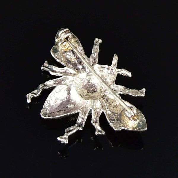 Vintage Sterling Silver Flying Bee Brooch