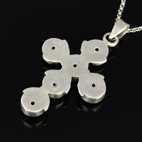 Vintage Amethyst Cabochon Cross Necklace in Sterling Silver - Boylerpf