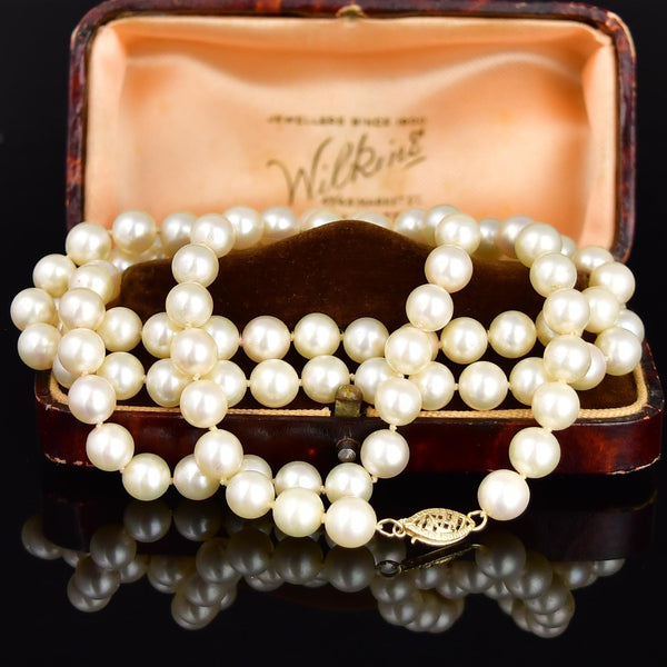 Vintage 14K Gold 32 Inch Classic Pearl Strand Necklace - Boylerpf