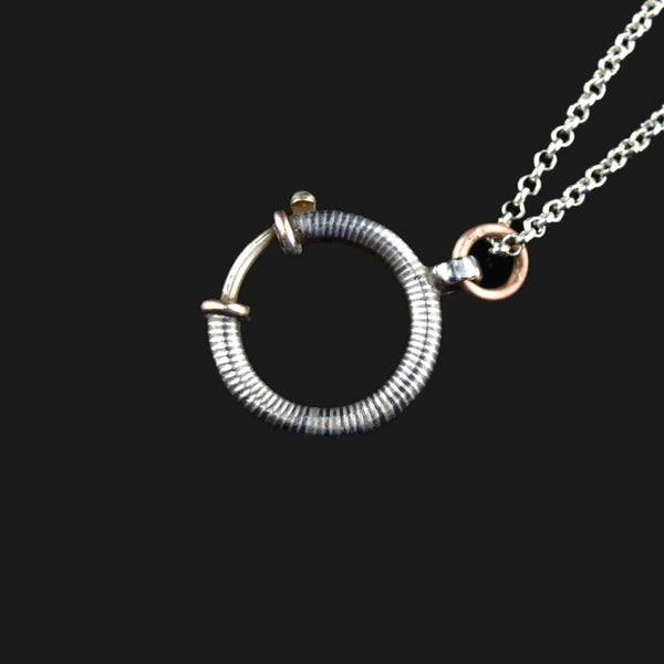 Edwardian Silver Niello Bolt Pendant Necklace - Boylerpf