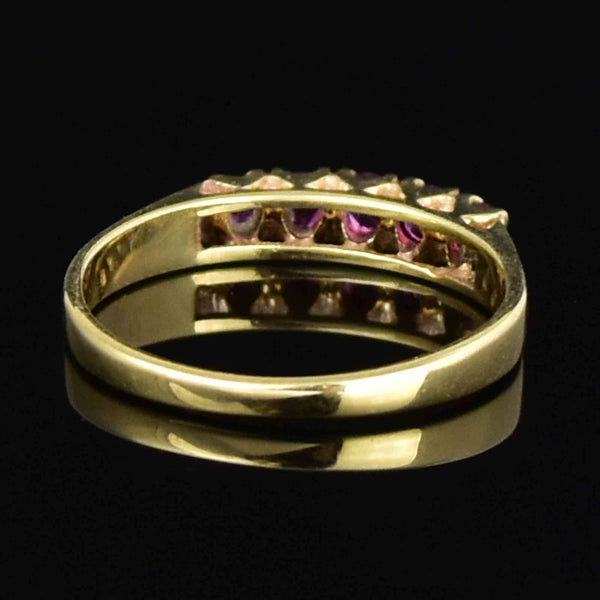 Vintage 18K Gold Ruby Five Stone Stacking Ring - Boylerpf