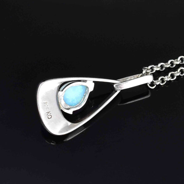 Sterling Silver Teardrop Pear Opal Pendant Necklace - Boylerpf