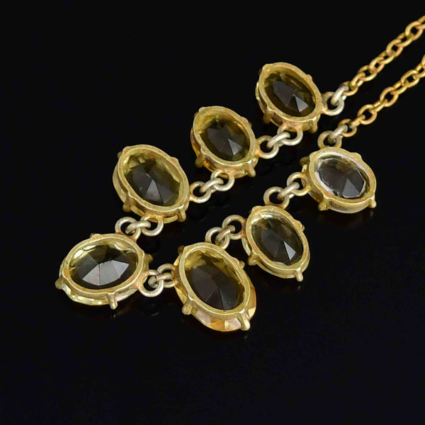 Antique Seven Stone Faceted Citrine Necklace - Boylerpf