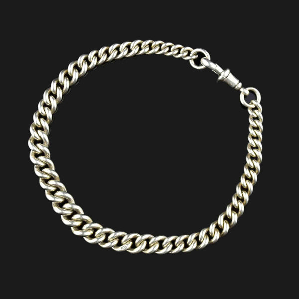 Antique Edwardian Silver Albert Watch Chain Bracelet - Boylerpf