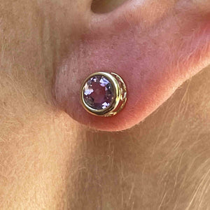 14K Gold Amethyst Heart Stud Earrings - Boylerpf