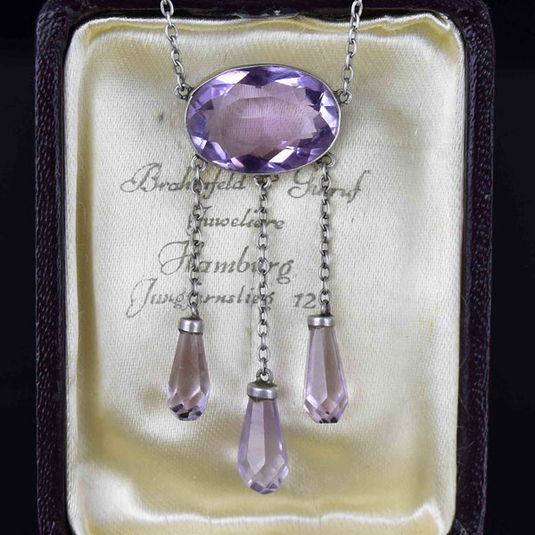 Art Deco Sterling Silver Amethyst Negligee Necklace - Boylerpf