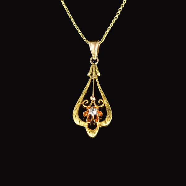 ON HOLD Antique Diamond Buttercup Necklace in 10K Gold - Boylerpf