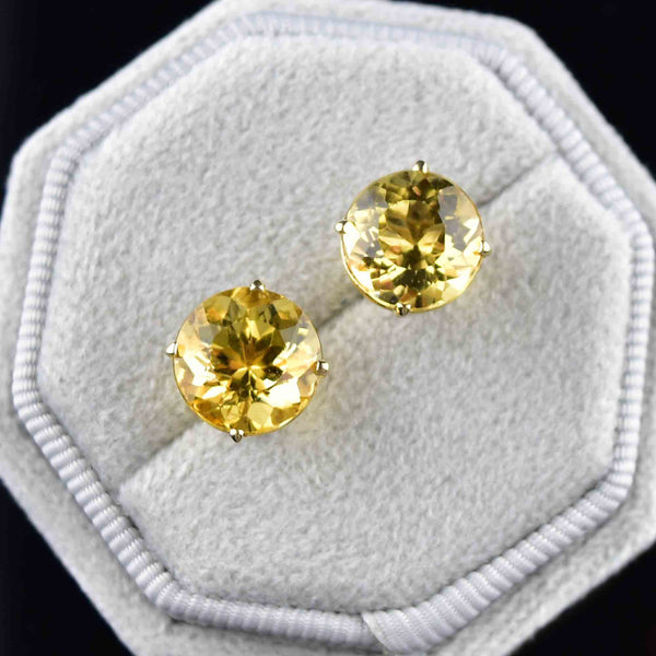 Vintage Natural Citrine Stud Earrings in 14K Gold - Boylerpf