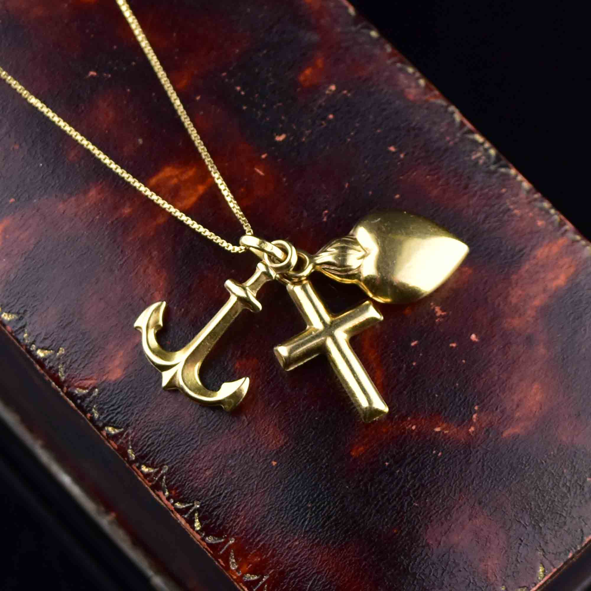 Vintage Gold Faith Hope Love Charm Pendant Necklace – Boylerpf