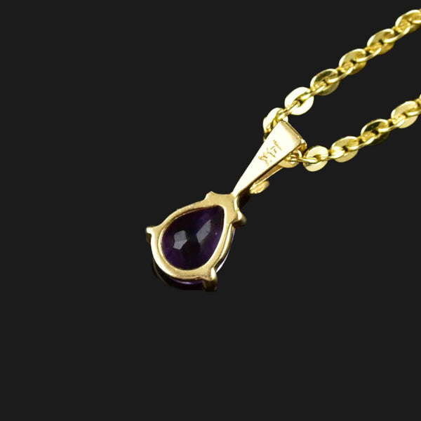 Vintage 14K Gold Diamond Amethyst Pendant Necklace - Boylerpf