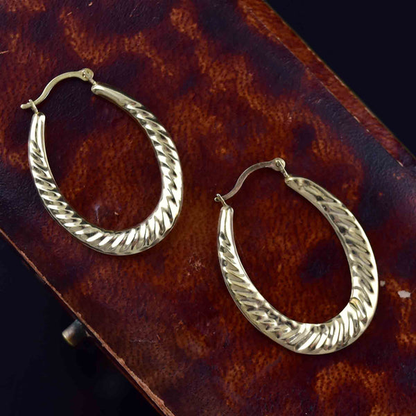 Large Scalloped Braid 10K Gold Hoop Earrings - Boylerpf