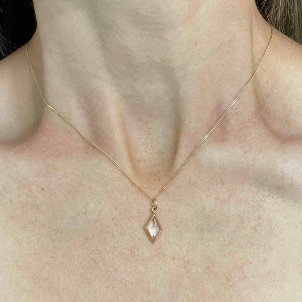 Vintage 18K Gold Faceted Rock Crystal Pendant Necklace - Boylerpf