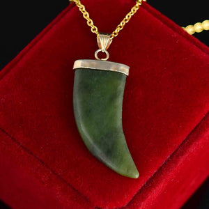 Vintage Gold Jade Tiger Claw Pendant Necklace - Boylerpf