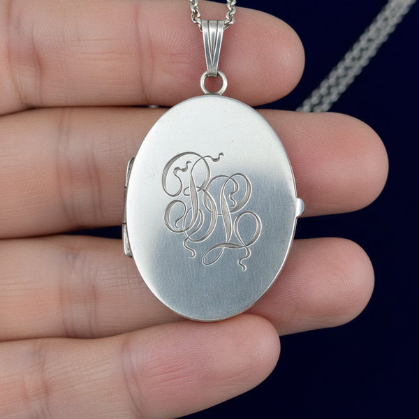 Antique R. Blackinton & Co Sterling Silver Locket Necklace