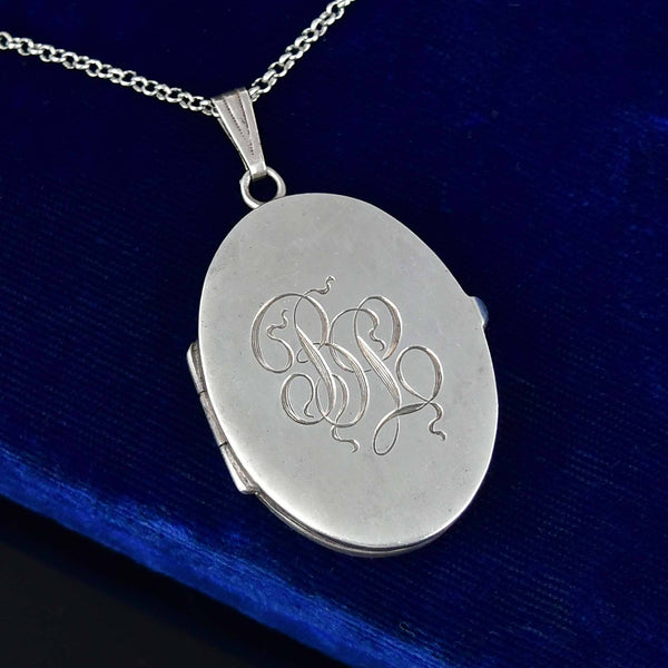 Antique R. Blackinton & Co Sterling Silver Locket Necklace