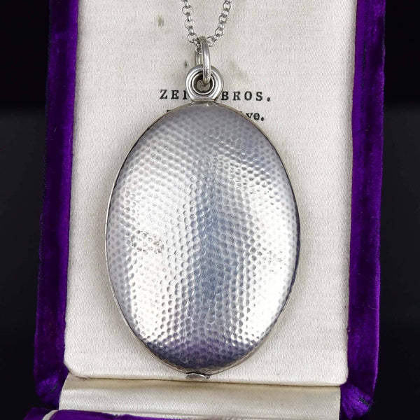 Antique Victorian Hammered Sterling Silver Slide Locket Necklace - Boylerpf
