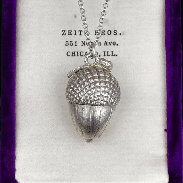 Impressive Sterling Silver Acorn Pendant Necklace