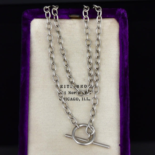 Vintage T-Bar Toggle Clasp Sterling Silver Chain Necklace