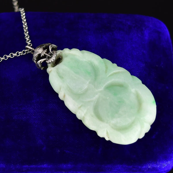 Large Silver Scottish Thistle Carved Jade Pendant - Boylerpf