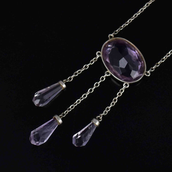 Art Deco Sterling Silver Amethyst Negligee Necklace - Boylerpf