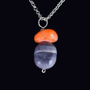 Vintage Sterling Silver Banded Agate Pendant Necklace - Boylerpf