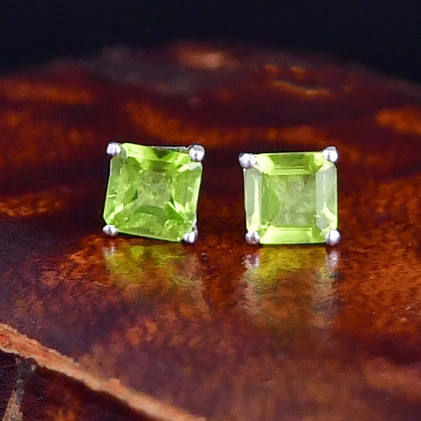 Vintage Peridot Sterling Silver Stud Earrings