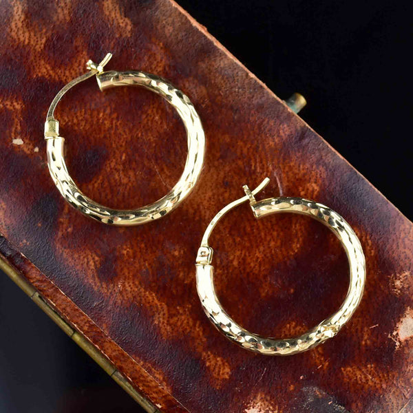 Vintage Solid 10K Gold Hoop Earrings - Boylerpf