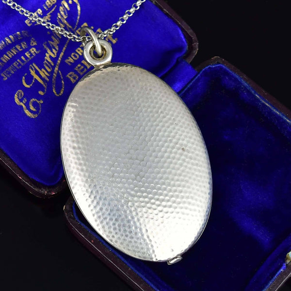 Antique Victorian Hammered Sterling Silver Slide Locket Necklace - Boylerpf