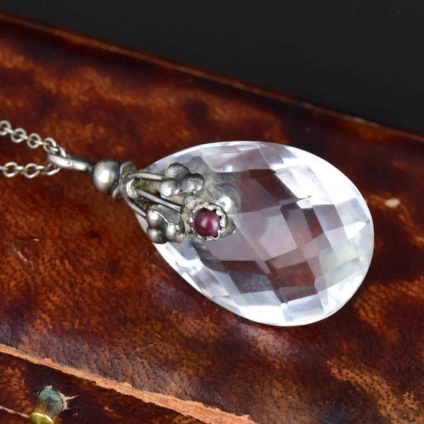 Silver Arts and Crafts 40 CTW Rock Crystal Amethyst Pendant Necklace - Boylerpf