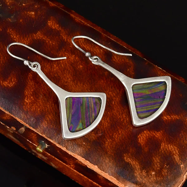 Vintage Pat Cheney John Ditchfield Stained Glass Earrings Sterling Silver