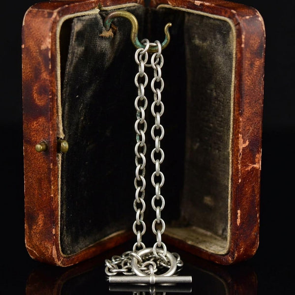 Vintage T-Bar Toggle Clasp Sterling Silver Chain Necklace
