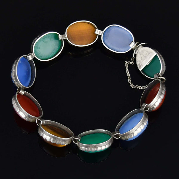 Arts & Crafts Sterling Silver Multi Gemstone Bracelet