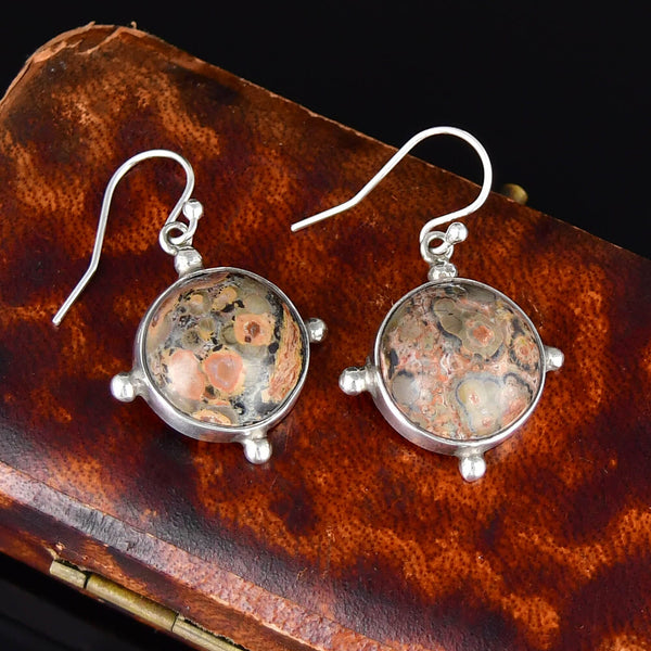 Antique Victorian Scottish Lace Agate Drop Earrings Sterling Silver - Boylerpf