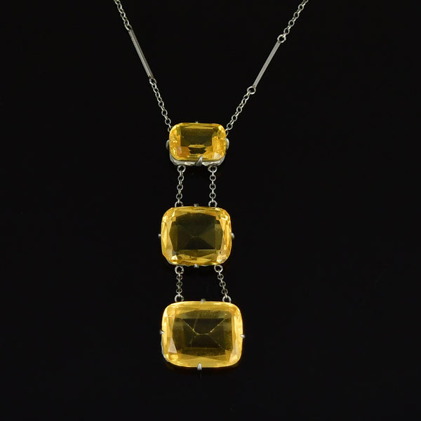 Art Deco Sterling Silver Citrine Necklace