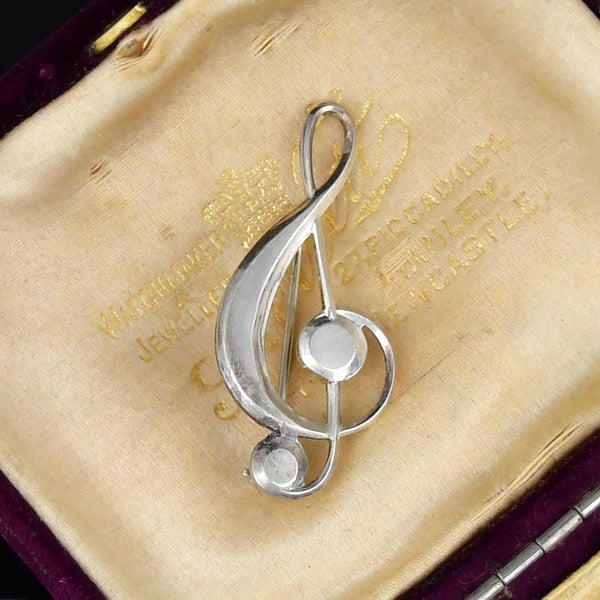 Sterling Silver Treble Clef Music Note Brooch