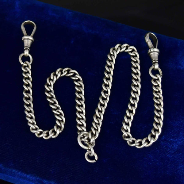 Antique Sterling Silver Edwardian Watch Chain Necklace