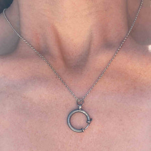 Edwardian Silver Niello Bolt Pendant Necklace - Boylerpf