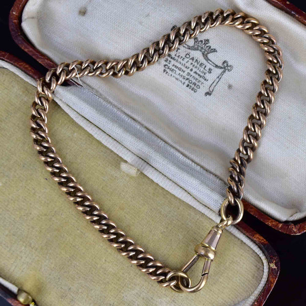 Antique Gold Pocket Watch Curb Chain Bracelet - Boylerpf