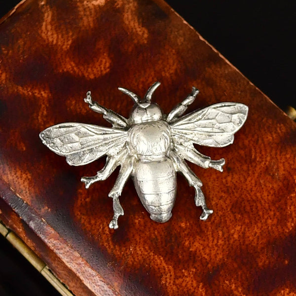 Vintage Flying Bee Sterling Silver Brooch